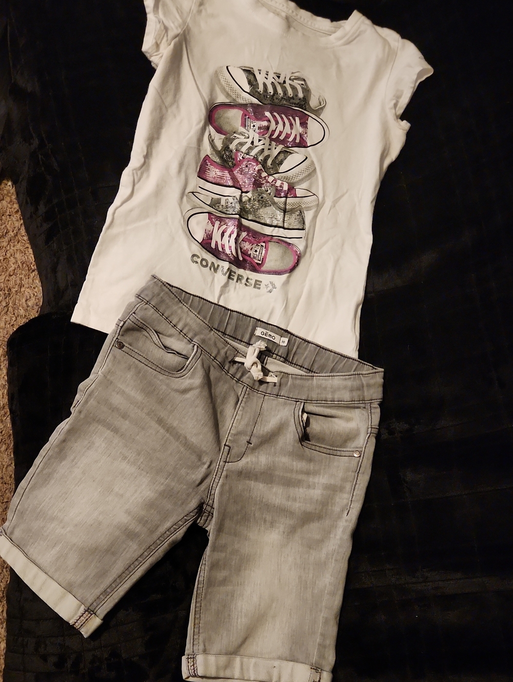 Converse Tee And Gray Jean Shorts